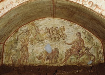 The Ascension of Elijah, Catacombs of Via Latina, Rome by Roman